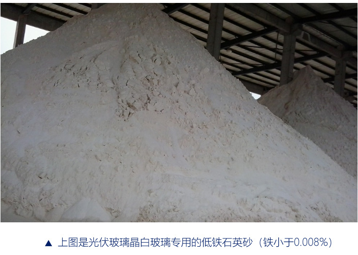 光伏玻璃晶白玻璃專(zhuān)用的低鐵石英砂(鐵小于0.008%)
